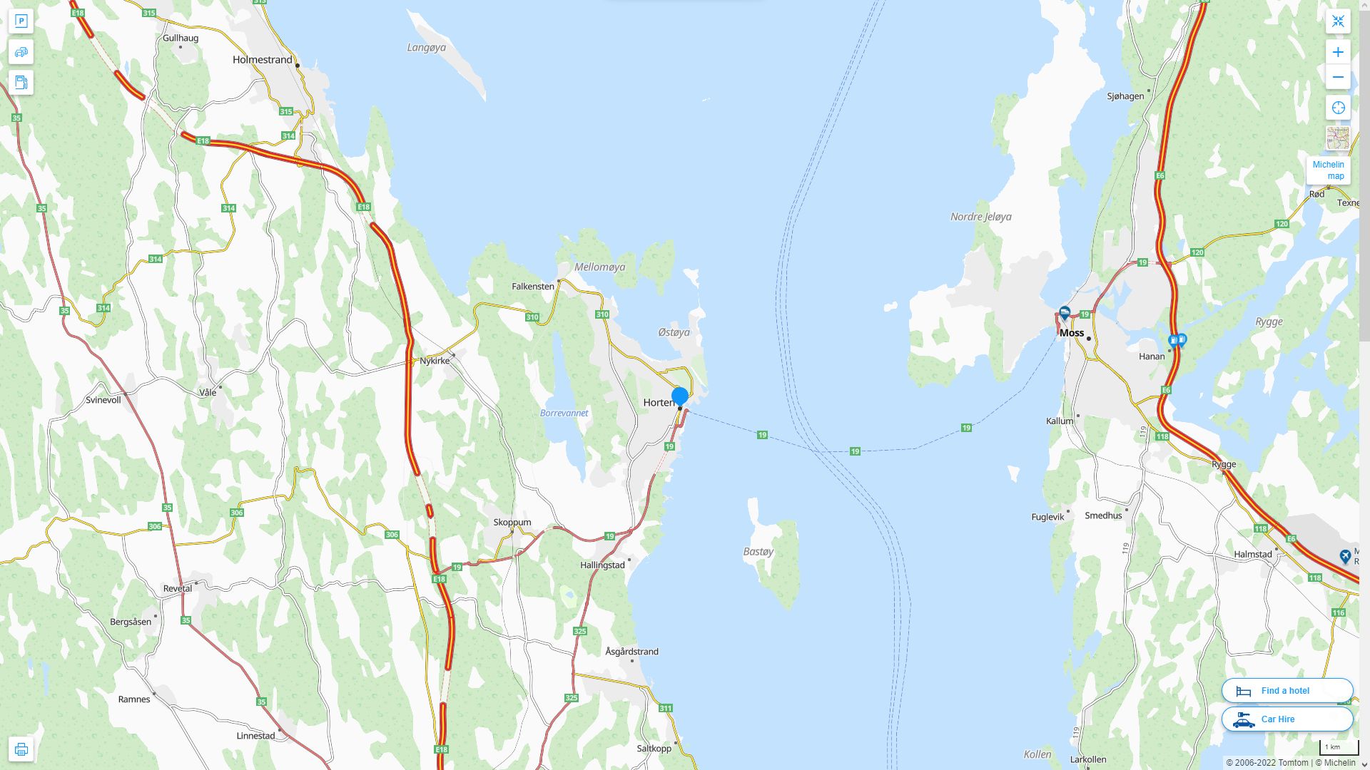 Horten Norvege Autoroute et carte routiere